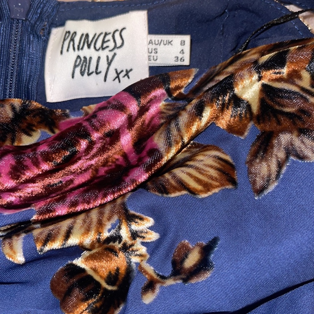 Princess Polly Jacquard Dress Midnight moon mini cowl neck velvet floral Small - Picture 3 of 9